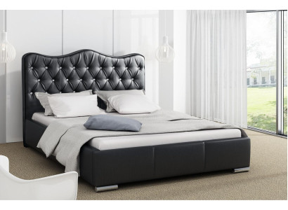 Bettrahmen Betten Ehebett Modern Bett Kunstleder Polsterbett Doppelbett Schwarz