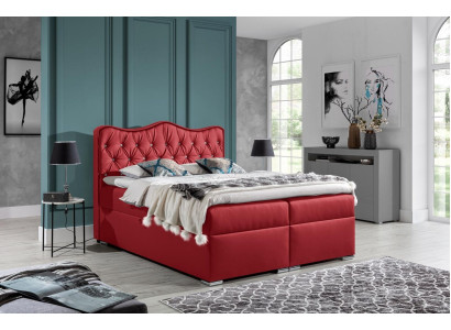 Doppelbett Bett Boxspringbett mit Bettkasten Ehebett Betten Polsterbett Rot Neu