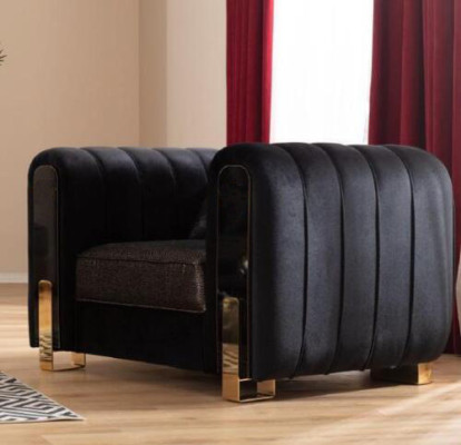 Medusa Sessel Luxus Einsitzer Couch Textil Polster Möbel Couchen Schwarz Stoff