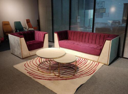 Medusa Sofagarntitur Couch Set Polster Möbel Einrichtung Rot Beige 3+1