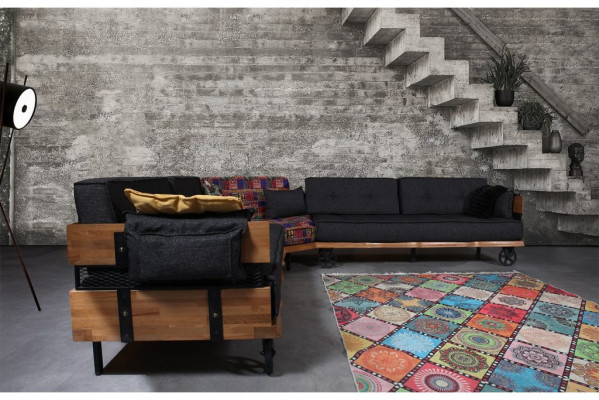 Loft Möbel Stoffsofa Eckcouch Polster Eckgarnitur Couchgarnitur Textil
