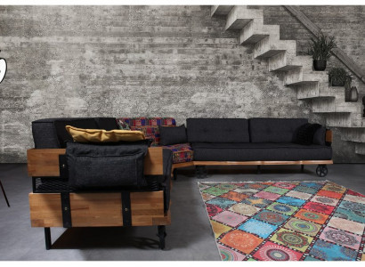 Loft Möbel Stoffsofa Eckcouch Polster Eckgarnitur Couchgarnitur Textil