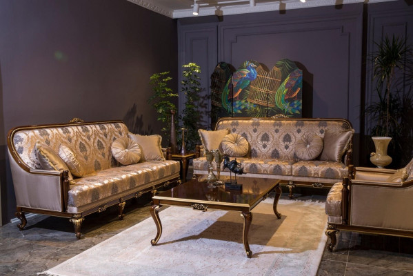 Dreisitzer Sofa 3 Sitzer Sofas Sitz Stoff Design Couch Möbel Stil Textil