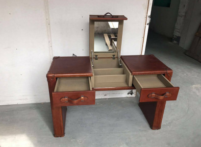 Schminktisch Frisiertisch Kosmetiktisch Kommode Hocker Vintage Leder Koffer neu