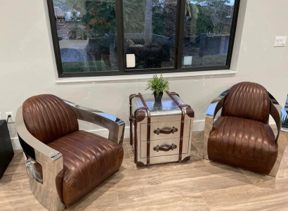 Aircraft Vintage Ledersessel Braun Echtleder Retro Sessel Design Clubsessel