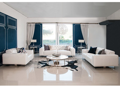 Chesterfield Sofagarnitur Sofa Couch Polster Set Leder 3+2+1 Sitzer Ledersofa