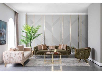 Luxus Sofagarnitur 3tlg. Set Möbel Couch Sofa Garnitur Komplett Sets Stoff