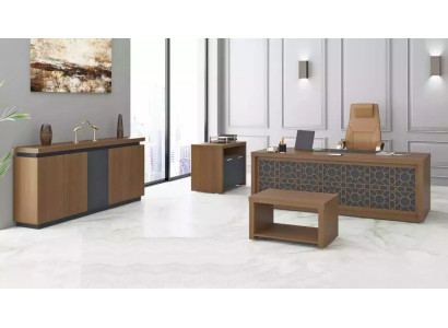 Holzmöbel Büro Set Schreibtisch Couchtisch Arbeitszimmermöbel 4tlg