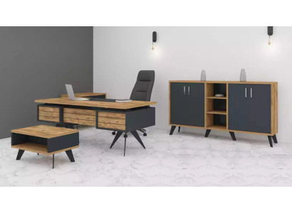 Großes Arbeitszimmer Set Büromöbel Schreibtisch Kommode Tisch