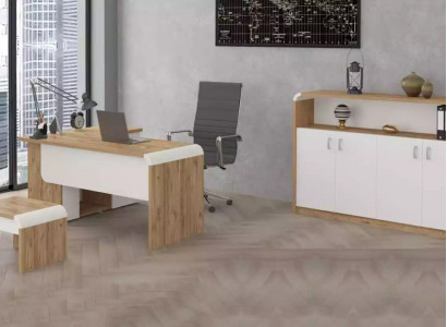 Büro für Praxis Kanzlei Office Komplette Einrichtung Schrank Tisch 3tlg