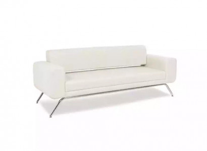 Weißer Dreisitzer Luxus Edelstahlfüße Textilmöbel Büro Couch Modern
