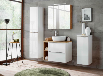 Design Badezimmer Möbel Bad 5 tlg. Set Garnitur Deko Schrank Waschbecken