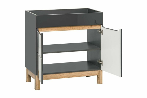 Grauer Waschtisch mit Unterschrank Hochwertige Waschbecken