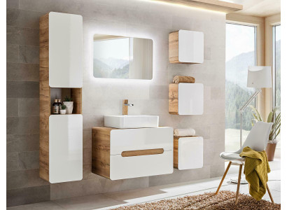 Design Badezimmer Möbel Bad 6tlg. Set Garnitur Schrank Deko Waschbecken