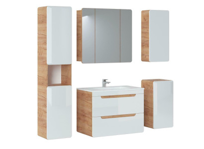 Design Badezimmer Möbel Bad 5tlg. Set Garnitur Schrank Beleuchtung
