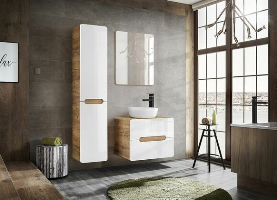 Design Badezimmer Möbel Bad Garnitur Schrank Waschbecken Beleuchtung