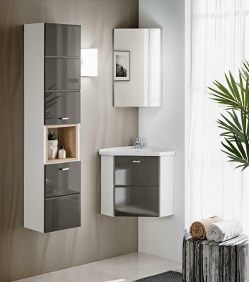 Waschplatz Badmöbel Badezimmer Eckwaschtisch Set Waschtisch
