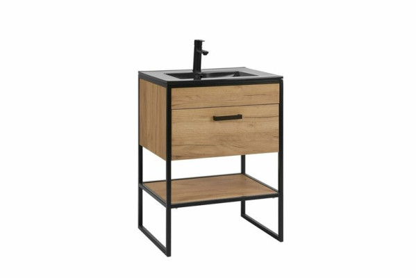 Badmöbel Set 60cm Waschbecken mit Unterschrank Waschtisch Loft Stil