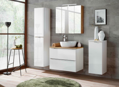 Design Badezimmer Möbel Bad 4 tlg. Set Garnitur Deko Schrank Waschbecken