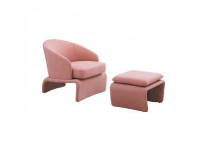 Set Sessel und Hocker Club Lounge rosa Stoff im modernen Stil Wohnzimmer
