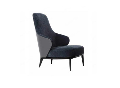 Eleganter Sessel mit dunkelgrauen Armlehnen aus Naturholz moderner Stil