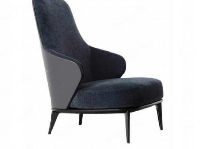 Eleganter Sessel mit dunkelgrauen Armlehnen aus Naturholz moderner Stil