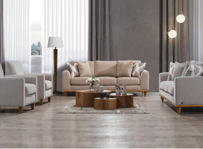 Wohnzimmer Set 4tlg 2x Sofa Dreisitzer Design 2x Sessel Modern Neu Möbel