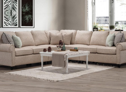 Modern Wohnzimmer Ecksofa-L-Form Design Beige Möbel Luxus Sofa Einrichtung