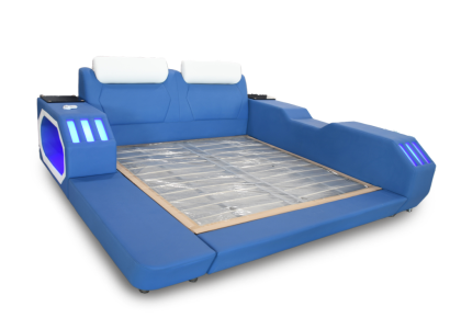 Multifunktion Betten Led Luxus Design Blaues Bett Hotel Doppel 180x200