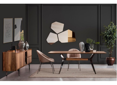 Moderne Esszimmer Luxus Garnitur Esstisch 2x Stühle Sideboard Kommode