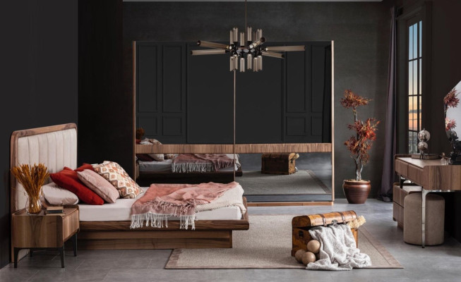 Modernes Schlafzimmer Bett Holzbett Luxus Designer Möbel Bettgestell