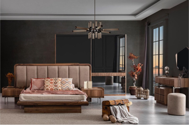 Modernes Schlafzimmer Bett Holzbett Luxus Designer Möbel Bettgestell