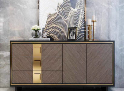 Sideboard Kommode Schrank Holz Modern Design Grau Luxus Wohnzimmer