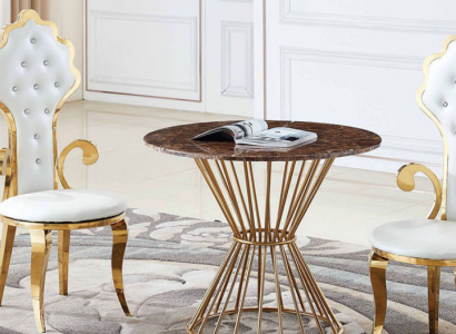 Esstisch Kaffeetisch Wohnzimmer Gold Luxus Design Rund Tisch Edelstahl