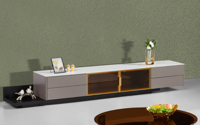 Moderne Wohnzimmermöbel Lowboard RTV Schrank Regal Holzmöbel Grau Neu