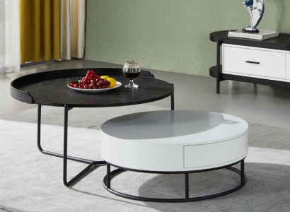 Couch Tisch Kaffee Beistell Design Luxus Rund Tische 2x Set Modern Neu