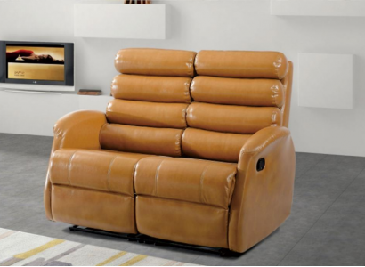 Moderne Zweisitzer Couch Kunstleder Design Sofa Sitz Wohnzimmer Möbel Braun