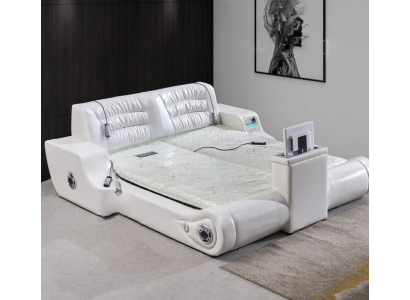 Doppel Luxus Design Weiß Bett Polster Betten Moderne Hotel Multifunktion