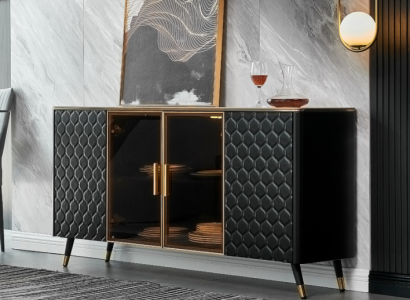 Schwarz Kommode Sideboard Schrank Anrichte Kommoden Schränke 160cm Möbel