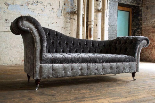 Graue Chesterfield Couch Sofa Polster 3 Sitzer Couchen Sitz Garnitur Sofas Neu