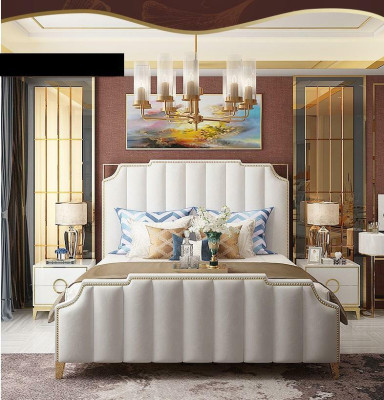 Design Doppelbett Bett Hotel Luxus Schlafzimmer 180x200cm Leder Betten Polster