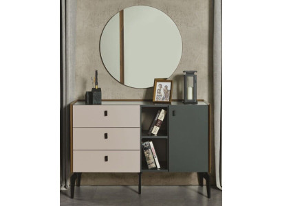 Design Schlafzimmer Komplett Set Kommode mit Spiegel 2tlg Set Holz Neu