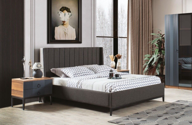 Design Schlafzimmer Set Luxus Modern Möbel Set Bett und 2x Nachttische