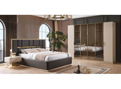 Luxuriös 4tlg Schlafzimmer Set Bett 2x Nachttische und Kleiderschrank