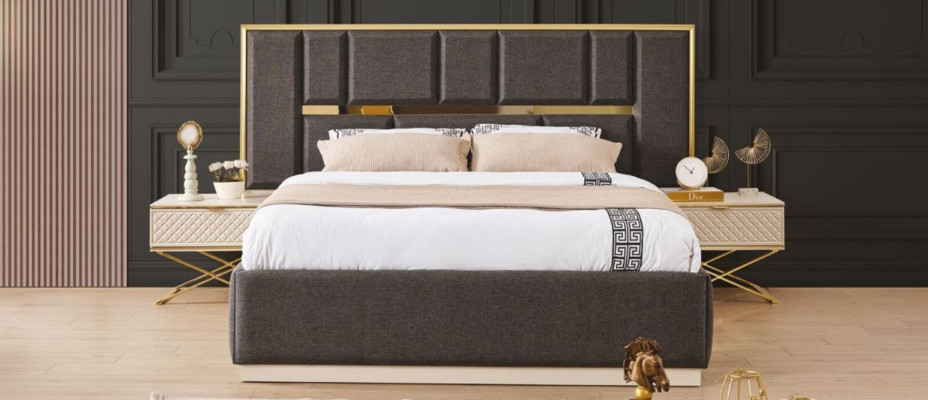 Luxuriös 4tlg Schlafzimmer Set Bett 2x Nachttische und Kleiderschrank