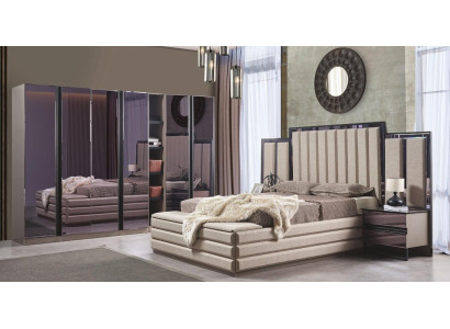 Modern Schlafzimmer Set Bett 2x Nachttische Kleidershrank Holzmöbel neu