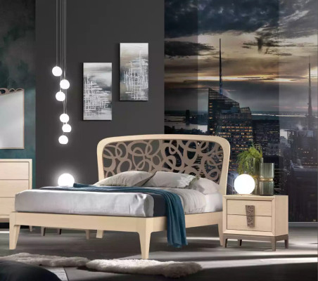 Schlafzimmer Set Bett 2x Nachttische Design Möbel neu 3tlg Modern Holz