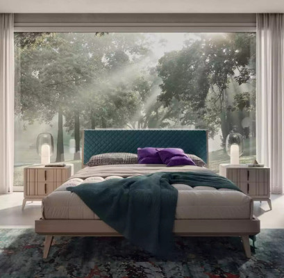 Schlafzimmer Set Bett 2x Nachttisch Holz beige komplet Modern neu