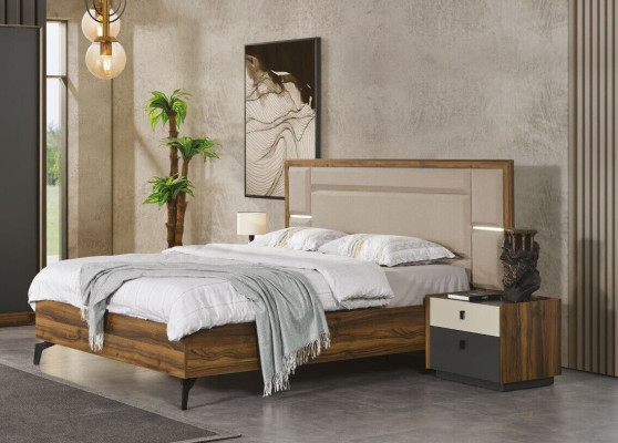 Schlafzimmer Set Bett Nachttisch 3 tlg Design Möbel Betten Luxus Komplett