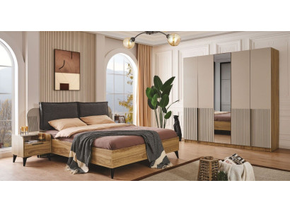 Schlafzimmer Set Design Modern Luxus Bett 2x Nachttische schrank 4tlg Neu